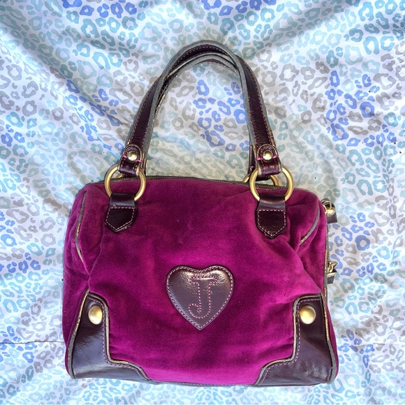 Vintage Purple Juicy Couture Purse Handbag Satchel Bag Y2K Velour Mcbling - Picture 5 of 11